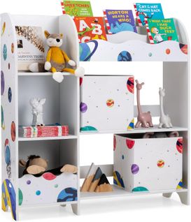 Meuble De Rangement Jouet Enfants Avec Motif Astronaute Et 5 Compartiments,salle De Jeux,93x30x102cm