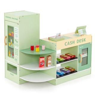 Épicerie Enfants En Bois Avec 13 Accessoires Et Distributeur Automatique,jeu D’imitation
