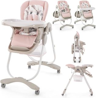 Chaise Haute Bébé Convertible, Chaise Portable Pour Tout-petits Avec Double Plateau(rose)