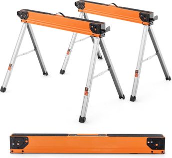Lot De 2 Tréteaux De Sciage Pliables Charge 500 Kg, Tréteaux Portable Avec 2x4 Bras,106 X 76 X 59cm