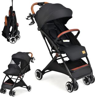 Poussette Pliable Canne Bébé 0-3 Ans Charge 15 Kg Avec Dossier Et Auvent Réglables Et Roues (noir)