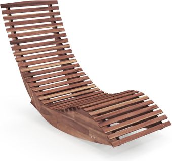 Chaise Longue à Bascule En Bois D'acacia, Bain De Soleil à Lattes, Terrasse, Charge 160 Kg(naturel)