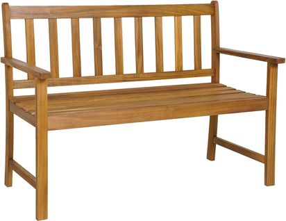 Banc De Jardin En Bois Massif D'acacia, Banc D'extérieur à 2 Places , 122x56,5x86 Cm, Naturel