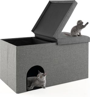 Maison De Toilette Pour Chat 2 En 1, Banc Pour Chaussures Avec Toilettes Cachées Pour Chats (gris)