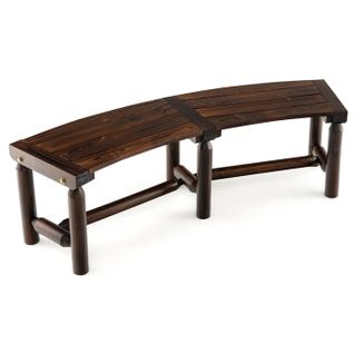 Banc De Jardin En Bois Massif De Sapin, Banc Incurvé à 2 Places Pour Table Rond, Marron(style 1)