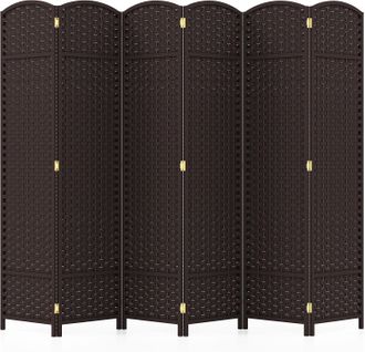 Grand Paravent Pliant à 6 Panneaux, 170 Cm De Hauteur, Cadre En Bois Massif De Pin (marron)