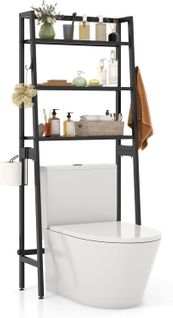 Étagère De Rangement Au-dessus Des Toilettes, Meuble Wc à 3 Niveaux, Porte-papier, Noir