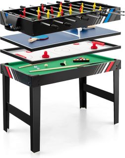 4 En 1 Baby-foot Hockey Et Billard Et Tennis De Table, 125 X 97 X 83 Cm, Pour Adulte Et Enfant