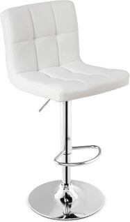 Tabouret De Bar, Chaise Bar Pivotante, Hauteur Réglable 65-85 Cm, Repose-pieds, Blanc