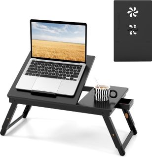 Table De Lit Pliable 53 X 33 Cm, Plateau De Lit En Bambou Avec Pieds Réglables (marron)