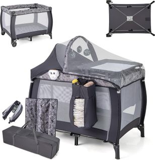 4 En 1 Lit Parapluie Bébé Avec Matelas Et Moustiquaire, Charge 15kg Pour 0-36 Mois