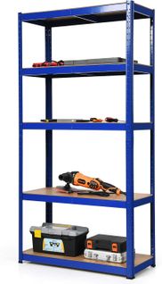 Etagère De Garage à 5 Niveaux Charge Max.875kg Avec Etagère Ajustable, 40 X 90 X 180 Cm (bleu)