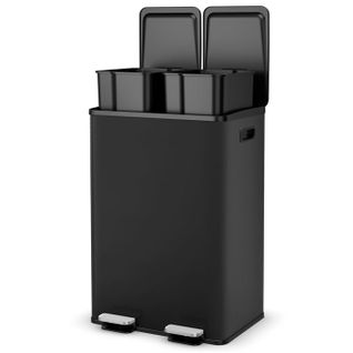Poubelle Cuisine 2 X 30l, Poubelle Tri Selectif En Acier Inox, Anti-empreinte (noir,2x30l)