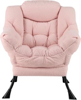 Fauteuil Salon Scandinave, Fauteuil Relax En Sherpa Avec Oreiller, Charger 150 Kg (rose)