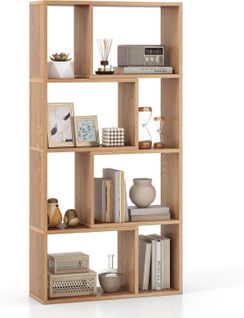 Bibliothèque Étagère à 8 Compartiments Ouvertes, Meuble De Rangemen, 20 X 60 X 120 Cm (naturel)