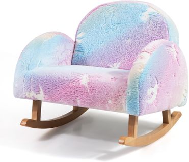 Chaise à Bascule Enfant Lumineux (brillant Dans Le Noir) Avec Motif De Licorne, Charge 45kg