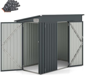 Abri De Jardin En Métal 4㎡, Cabane Jardin Exterieur En Acier Galvanisé 5,7 M³ Avec Loquet, Porte