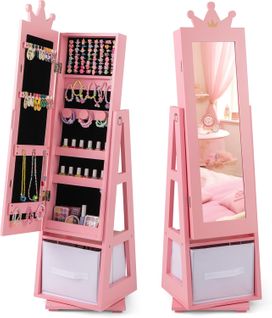 Armoire à Bijoux Enfant Avec Miroir Et Base Pivotante (rose)