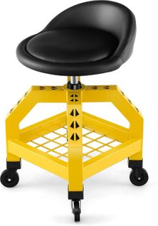 Tabouret D'atelier Roulant Réglable En Hauteur 66,6-79,5 Cm,siège De Mécanicien Charge 150 Kg(jaune)