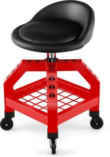 Tabouret D'atelier Roulant Réglable En Hauteur 66,6-79,5 Cm,siège De Mécanicien Charge 150 Kg(rouge)