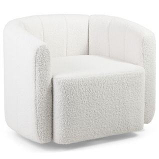 Fauteuil Pivotante En Forme De Tonneau, Chaise D'appoint Rembourrée Moderne En Sherpa