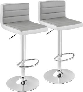 Tabourets De Bar Pivotants Lot De 2, Chaise De Bar Pu Avec Dossier Haut, Hauteur Réglable 64-84cm