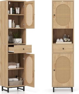 Armoire De Salle De Bain, Meuble Pour Salle De Bain Haut, Colonne ,30 X 40 X 170 Cm, Naturel
