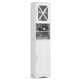 Armoire De Salle De Bain De 170 Cm De Haute, Meuble De Rangement, 30 X 40 X 170 Cm, Blanc
