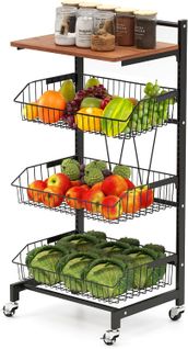 Chariot De Rangement à Roulettes, Desserte 4 Niveaux, Paniers Réglables En Hauteur, 40 × 31 × 88 Cm