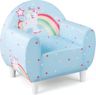 Fauteuil Enfant Avec Joli Motif Licorne,canapé Chaise Enfant En Mousse,charge 50kg Pour 3 Ans+(bleu)