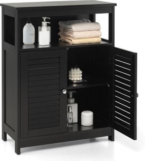 Meuble De Salle De Bain, Rangement De Salle De Bain Avec Compartiment Ouvert, 30 X 60 X 80 Cm (noir)