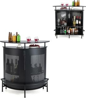 Table De Bar, Ilot Central Cuisine, Cadre En Métal, Pieds Réglables (demi-cercle)