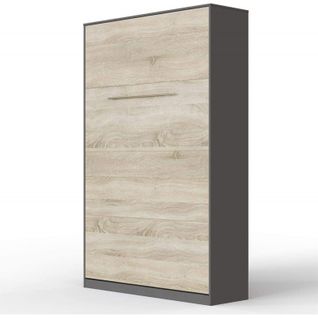 Armoire Lit Escamotable 120x200 Cm Vertical Mural Supérieur Anthracite/chêne Sonoma