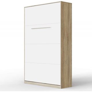 Armoire Lit Escamotable 120x200 Cm Vertical Mural Supérieur Chêne Sonoma/blanc