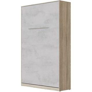 Armoire Lit Escamotable 120x200 Cm Vertical Mural Supérieur Chêne Sonoma/béton