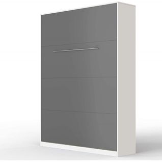 Armoire Lit Escamotable 140x200 Cm Mural Supérieur Vertical Blanc/anthracite