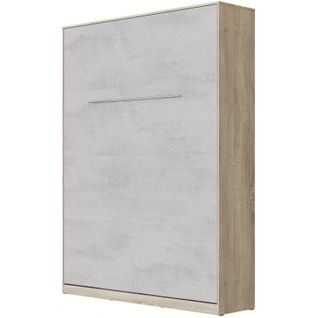 Armoire Lit Escamotable 140x200 Cm Mural Supérieur Vertical Chêne Sonoma/béton