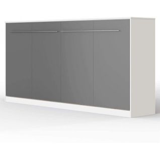 Armoire Lit Escamotable 90x200 Cm Supérieur Horizontal Mural Blanc/anthracite
