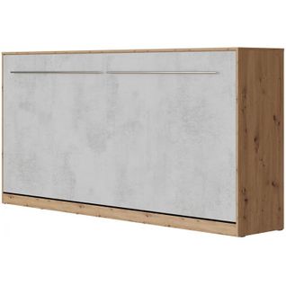 Armoire Lit Escamotable 90x200 Cm Supérieur Horizontal Mural Chêne Sauvage/béton
