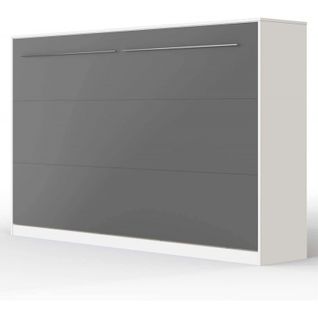 Armoire Lit Escamotable 120x200 Cm Supérieur Horizontal Mural Blanc/anthracite