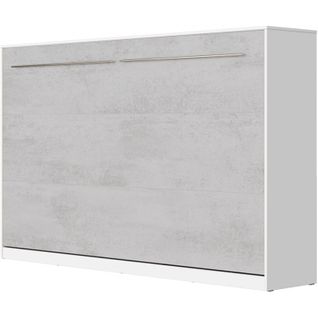 Armoire Lit Escamotable 120x200 Cm Supérieur Horizontal Mural Blanc/béton