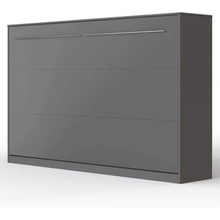 Armoire Lit Escamotable 120x200 Cm Supérieur Horizontal Mural Anthracite/anthracite