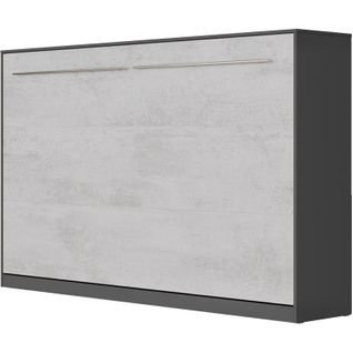 Armoire Lit Escamotable 120x200 Cm Supérieur Horizontal Mural Anthracite/béton