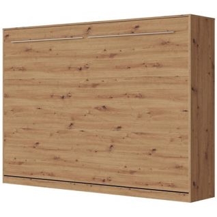 Armoire Lit Escamotable 140x200 Cm Supérieur Horizontal Mural Chêne Sauvage/chêne Sauvage