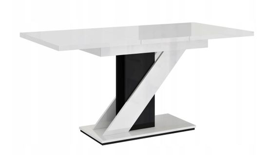 Table à Manger Extensible Evan - Blanc Laque Et Noir 120 - 160 Cm