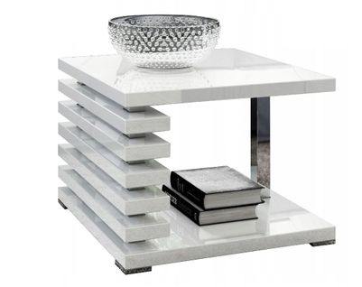 Table Basse Tokyo Blanc Laque Design 60 X 60 Hauteur 51 Cm
