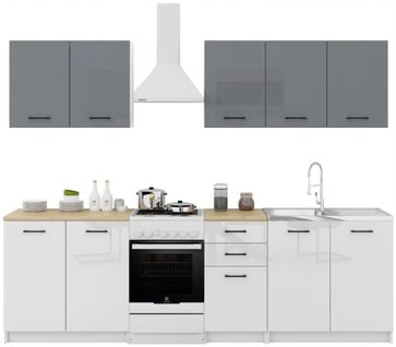 Cuisine Sanclar 6 Éléments - Haut Gris Bas Blanc Laqué En 2 Metres