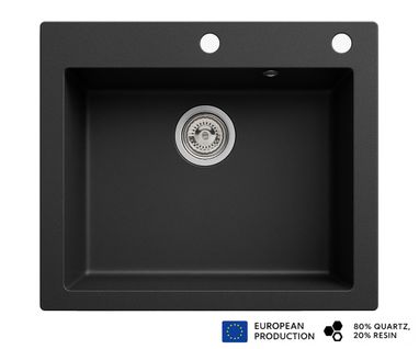 Evier Rectangulaire Noito Noir En Granit Premium - 1 Bac Sans Égouttoir Et Vidage Inclus