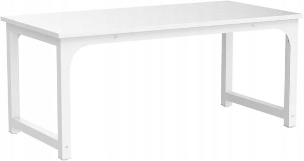 Grand Bureau D'ordinateur Moderne - 160 X 80 Cm - Cadre En Métal Blanc