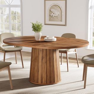 Table à Manger Ovale Pour 6 Personnes, Table à Manger En Bois De 140 Cm (marron)